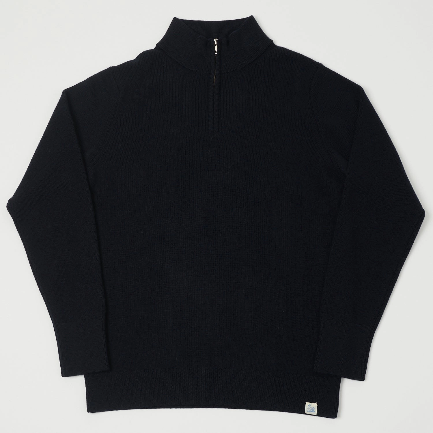 Merz b. Schwanen 'Good Basics' Merino Wool Quarter Zip Pullover - Dark Navy Anti Pilling