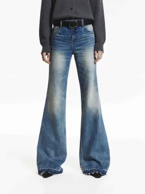 Raw Hem Flare Jeans Light Wear