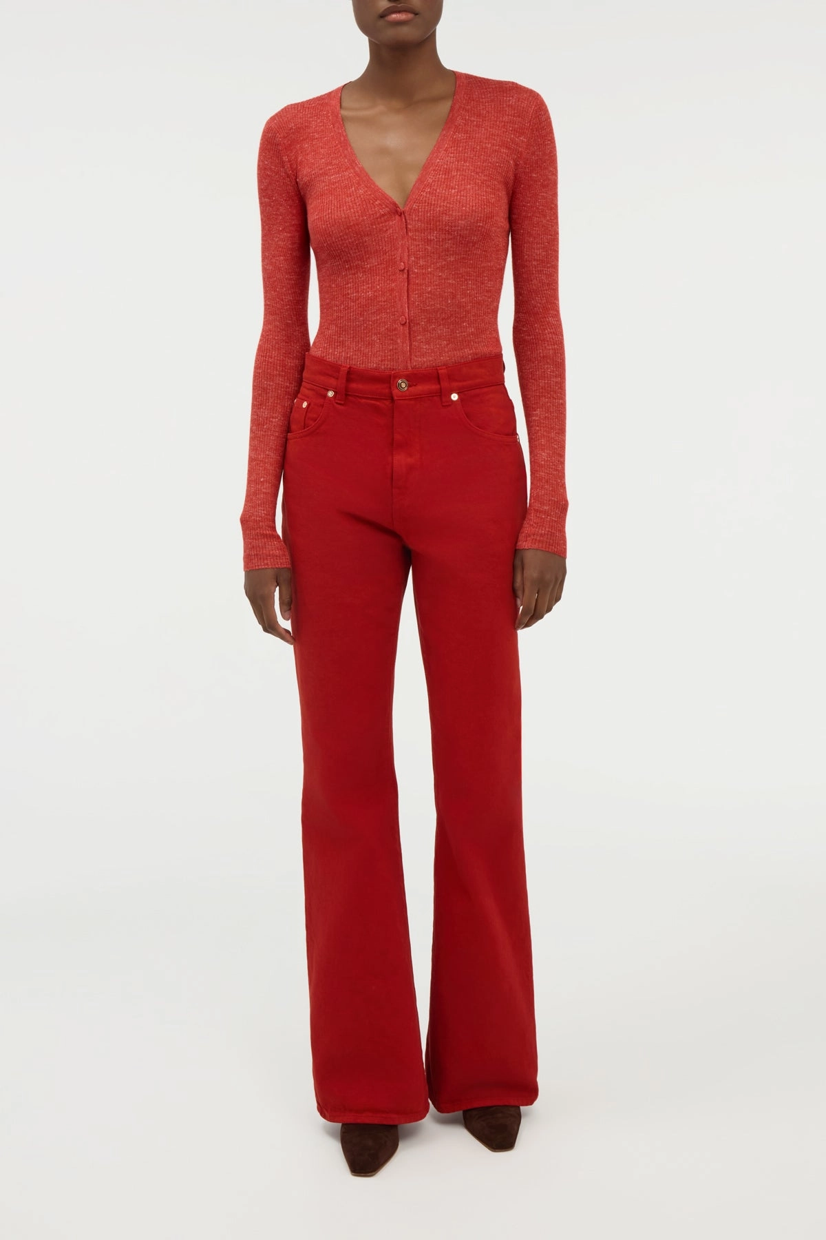 Aiste Knit Cardigan in Antelope Orange Cashmere Silk with Hemp Recycled Polyester