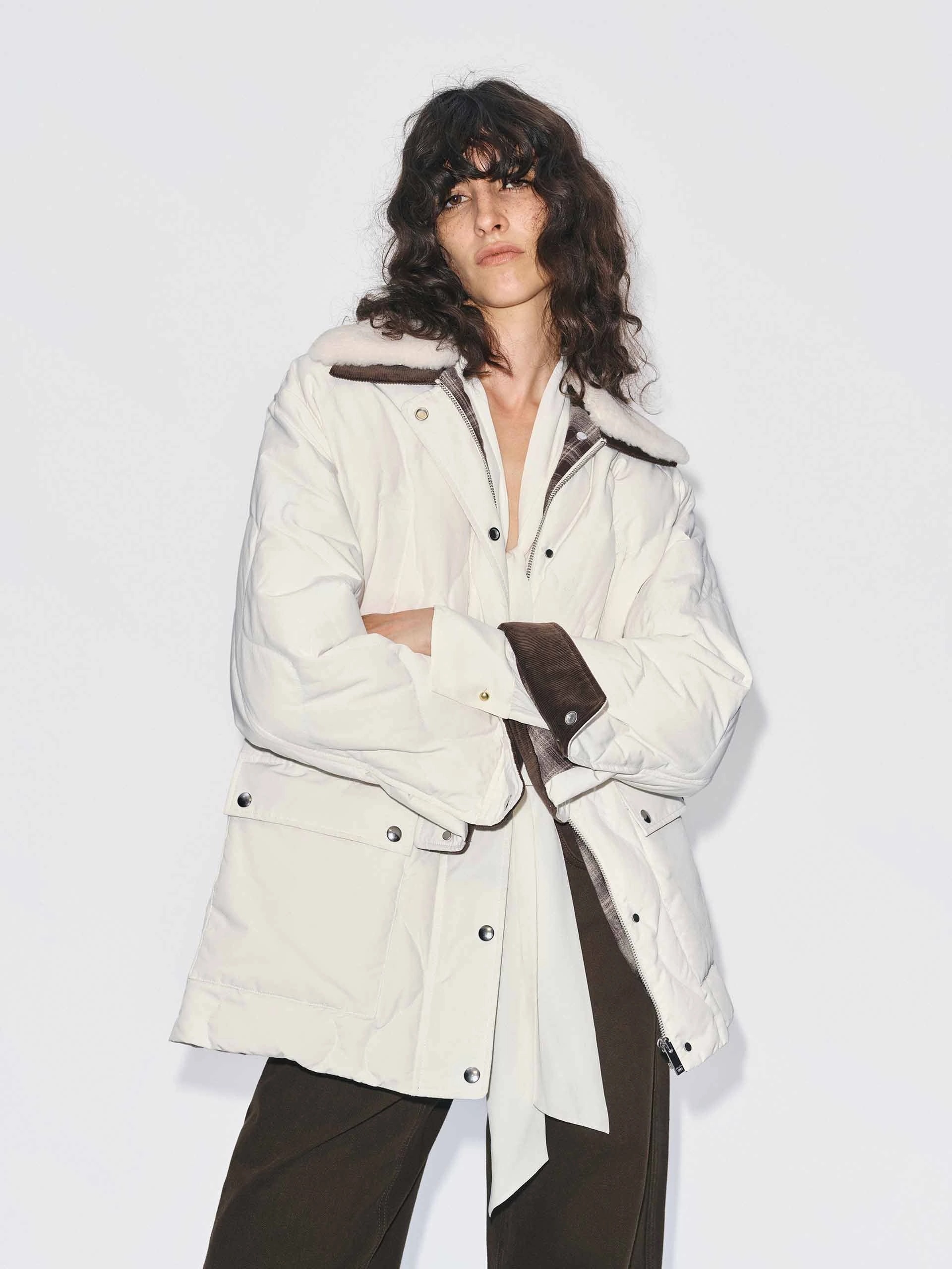 Eco Friendly Recycled Material Anti Pilling Textile Fur Collar Down Jacket