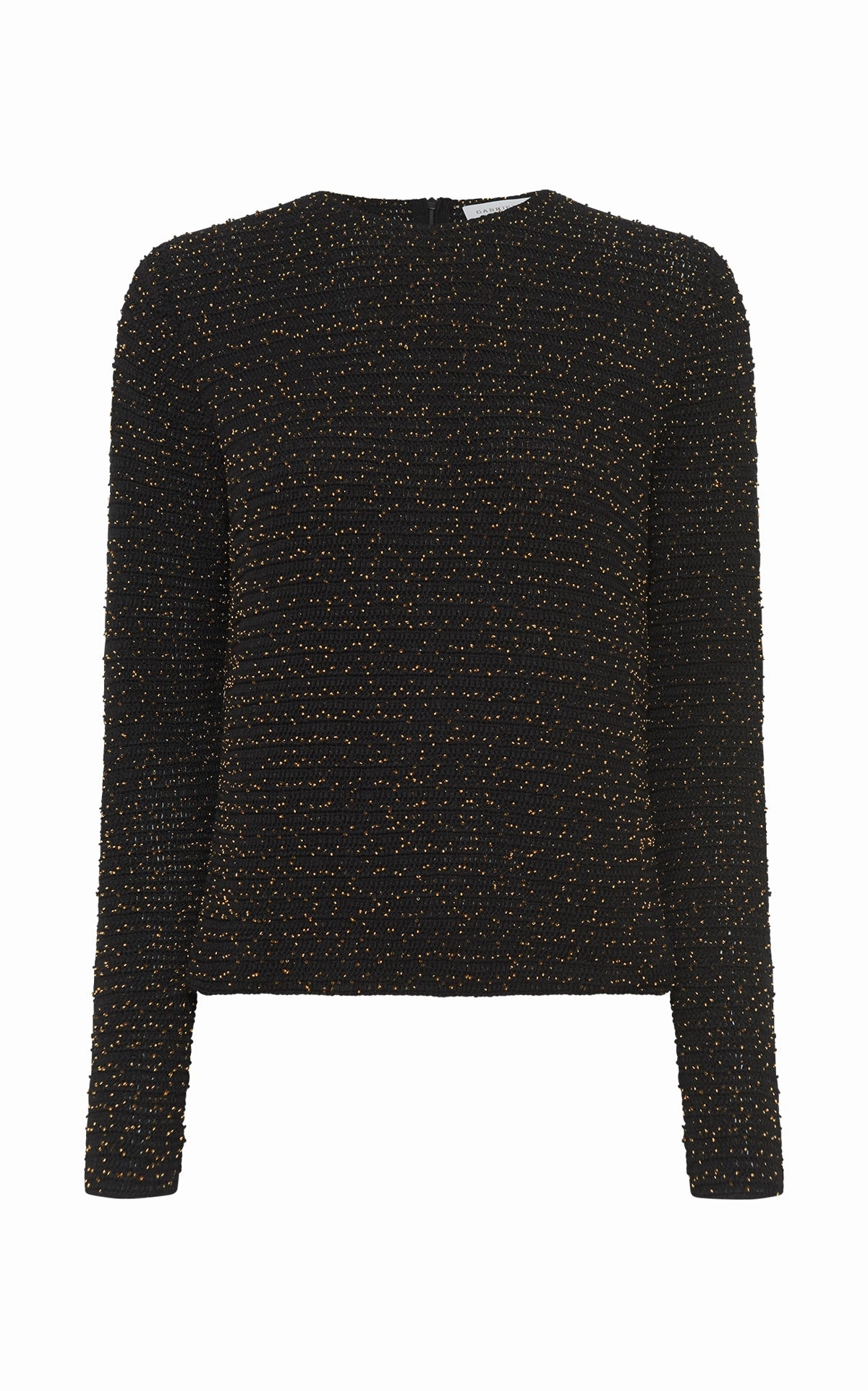 TemperatureRegulating Yarn Galene Knit Sweater in Black & Gold Beaded Cashmere