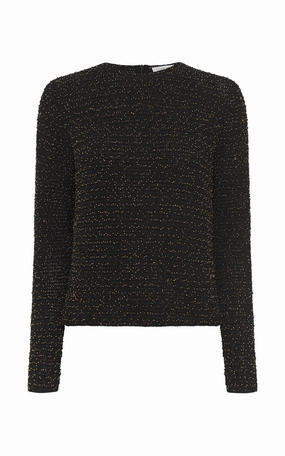 TemperatureRegulating Yarn Galene Knit Sweater in Black & Gold Beaded Cashmere