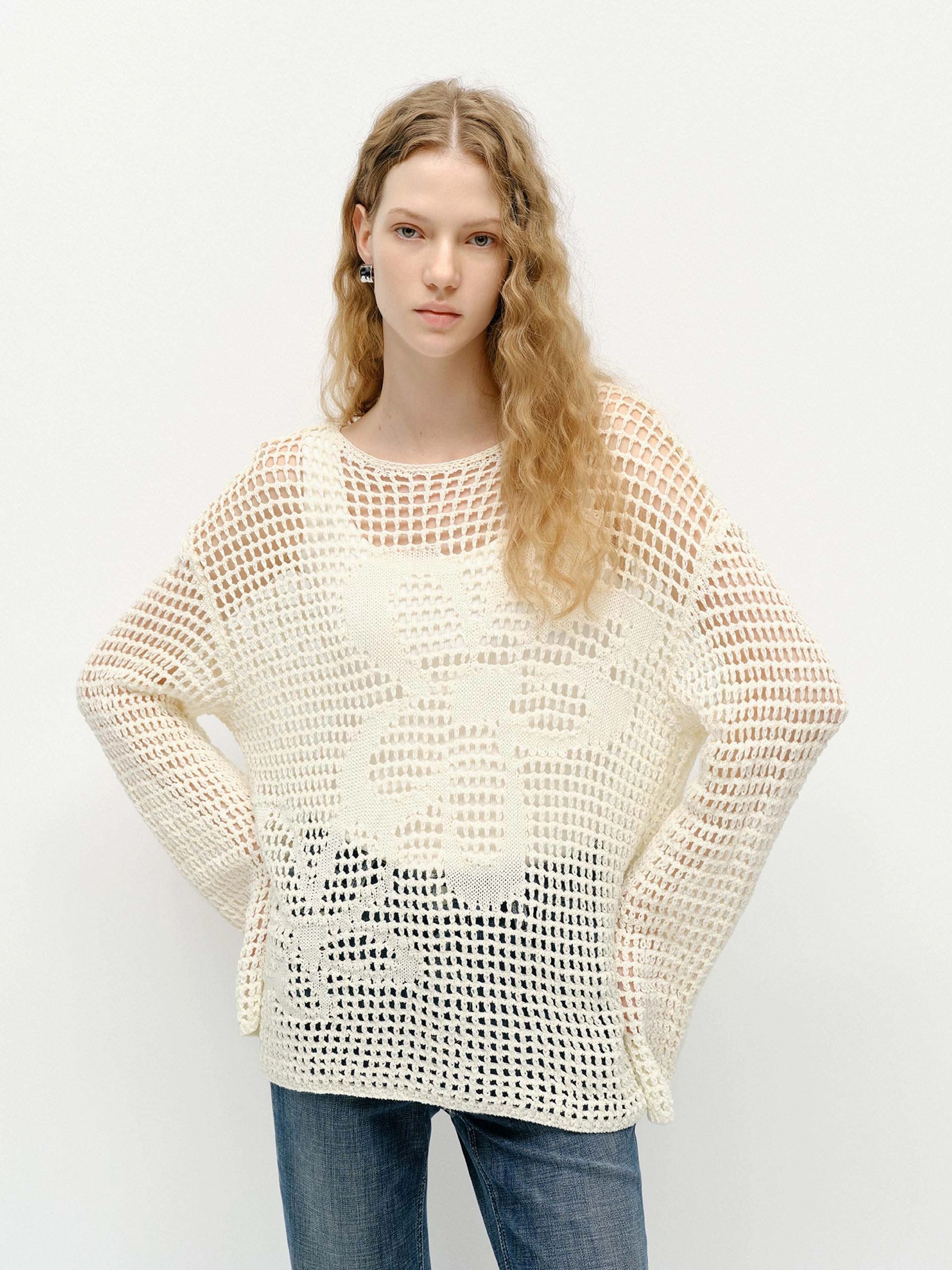 OdorResistant Crochet Cotton Sweater