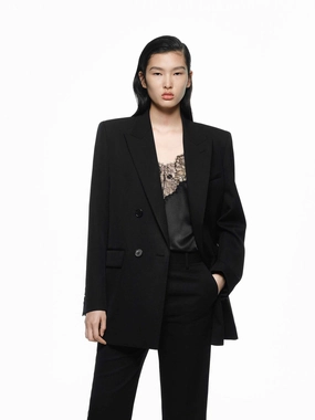 Merino Wool Structured Blazer Many Pockets Odor control