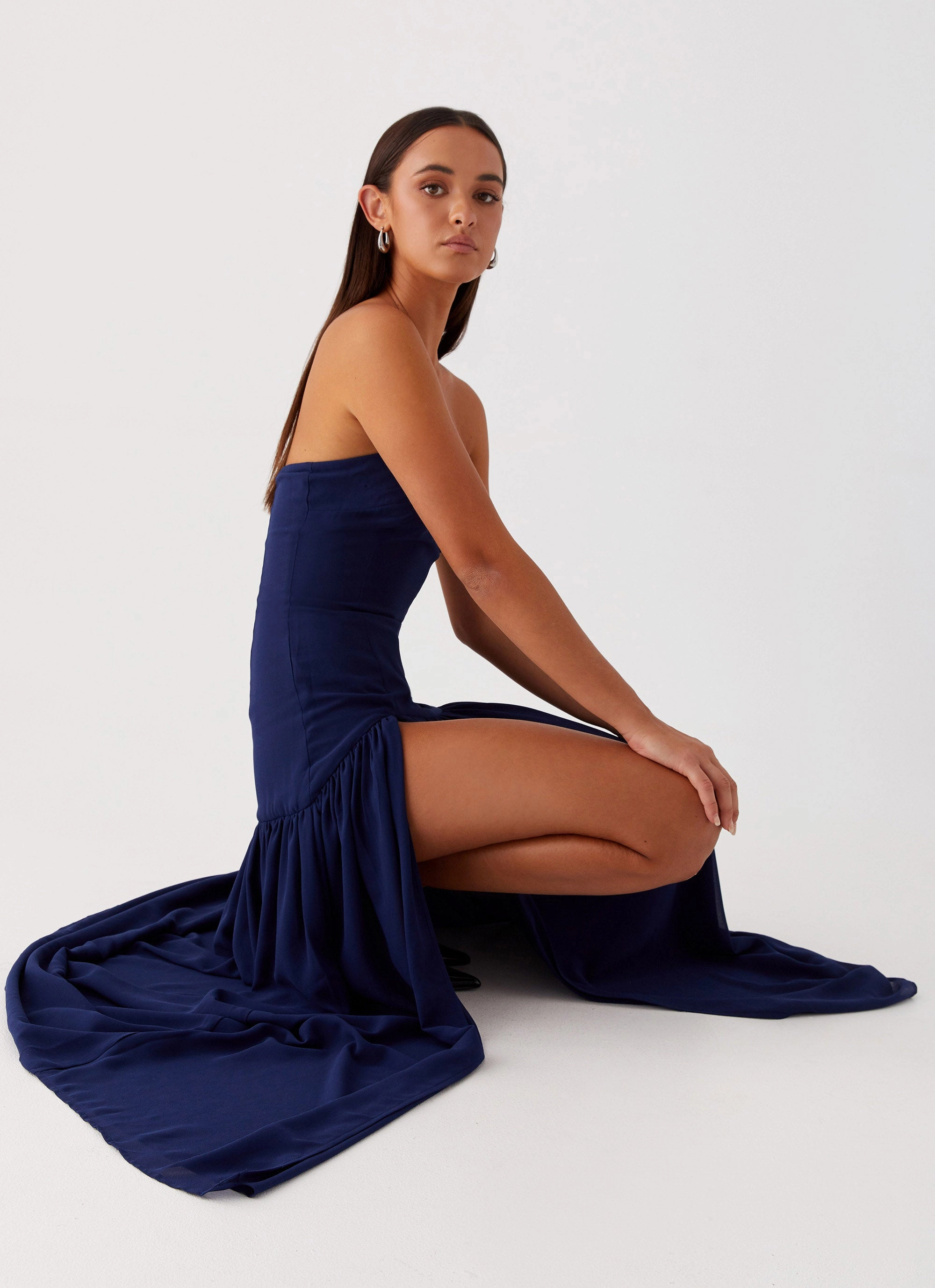Noble Aura Calm Flow Eden Strapless Maxi Dress - Navy