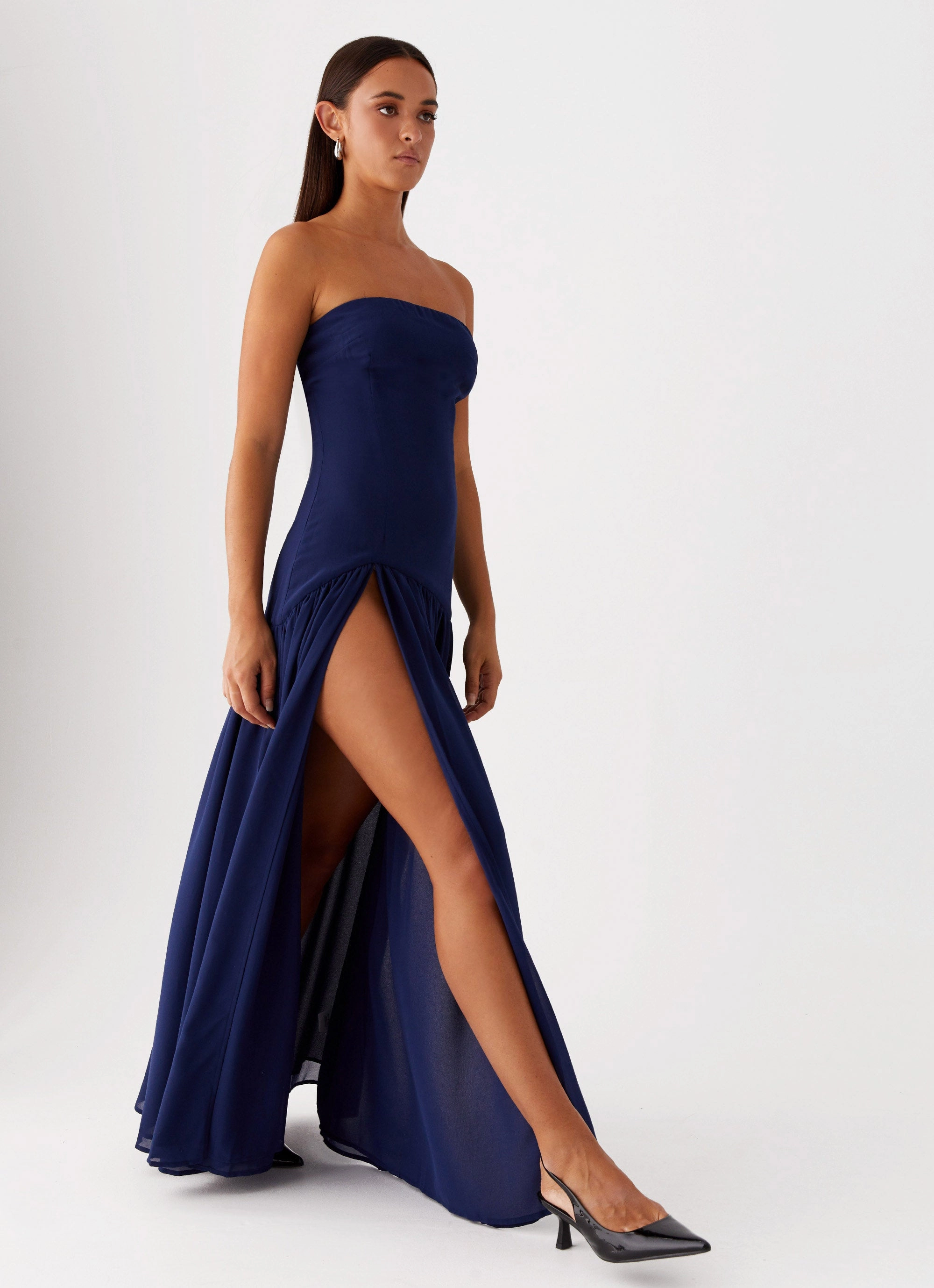Smooth Detail Eden Strapless Maxi Dress - Navy