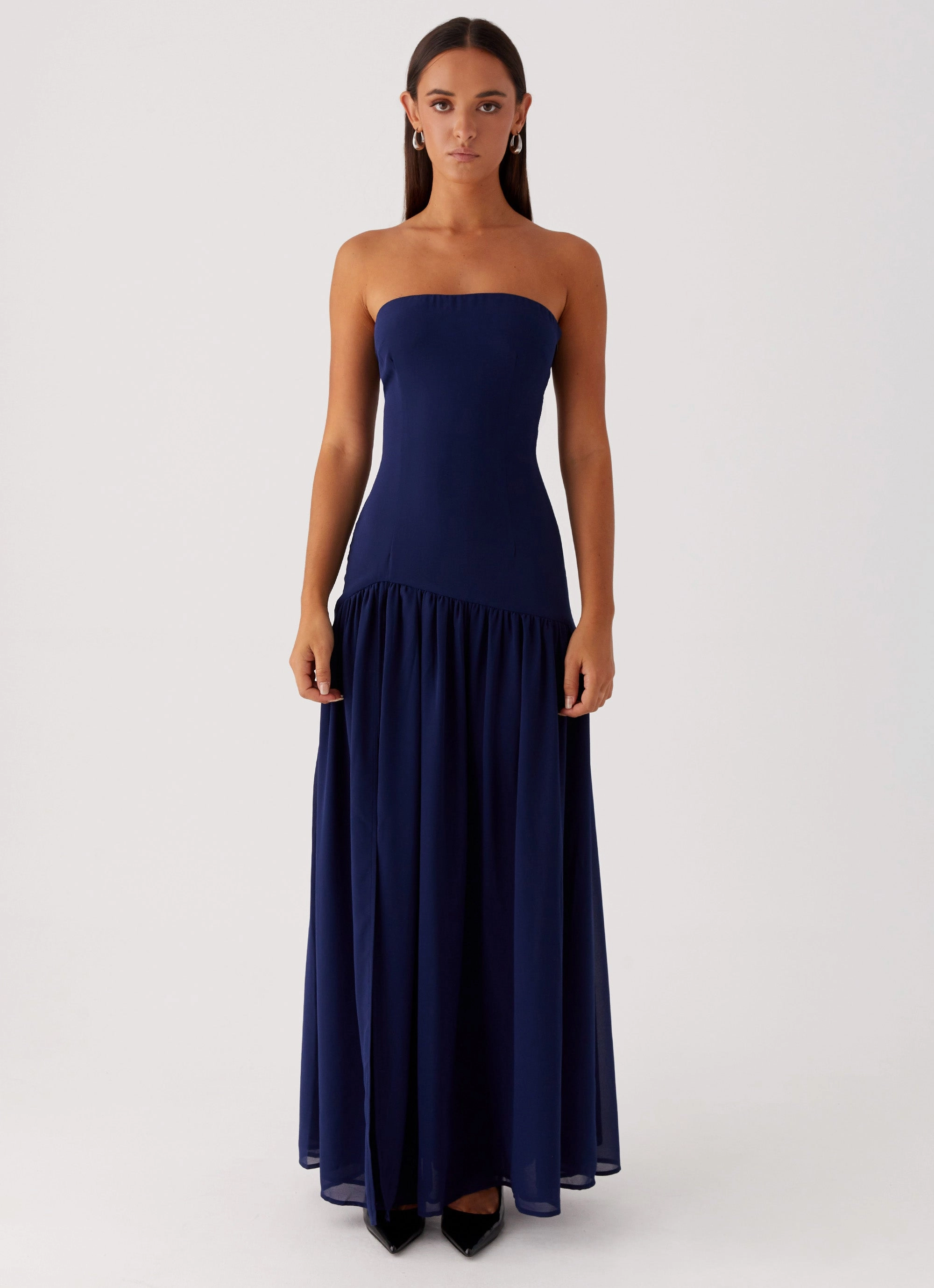 Trendy Design Anti-bacterial Eden Strapless Maxi Dress - Navy