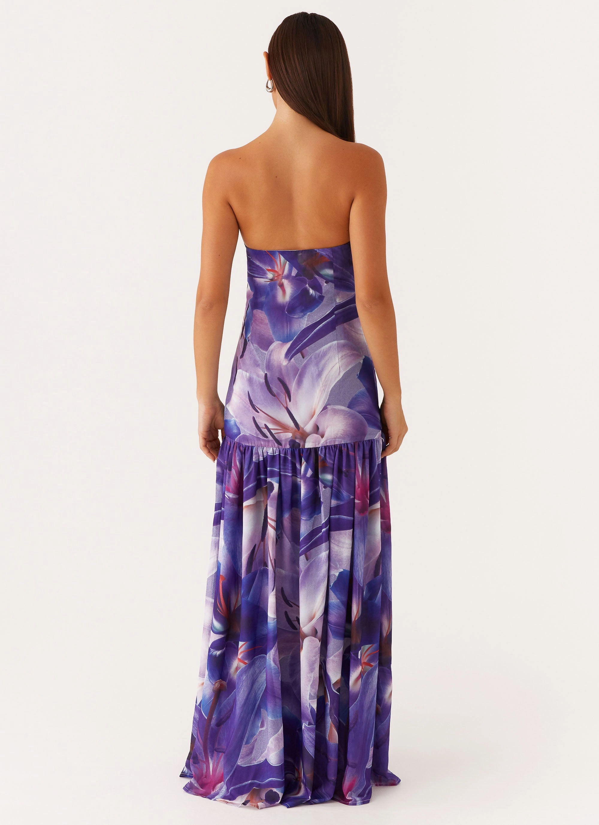 Fit Focused Essential Piece Eden Strapless Maxi Dress - Purple White Lilly