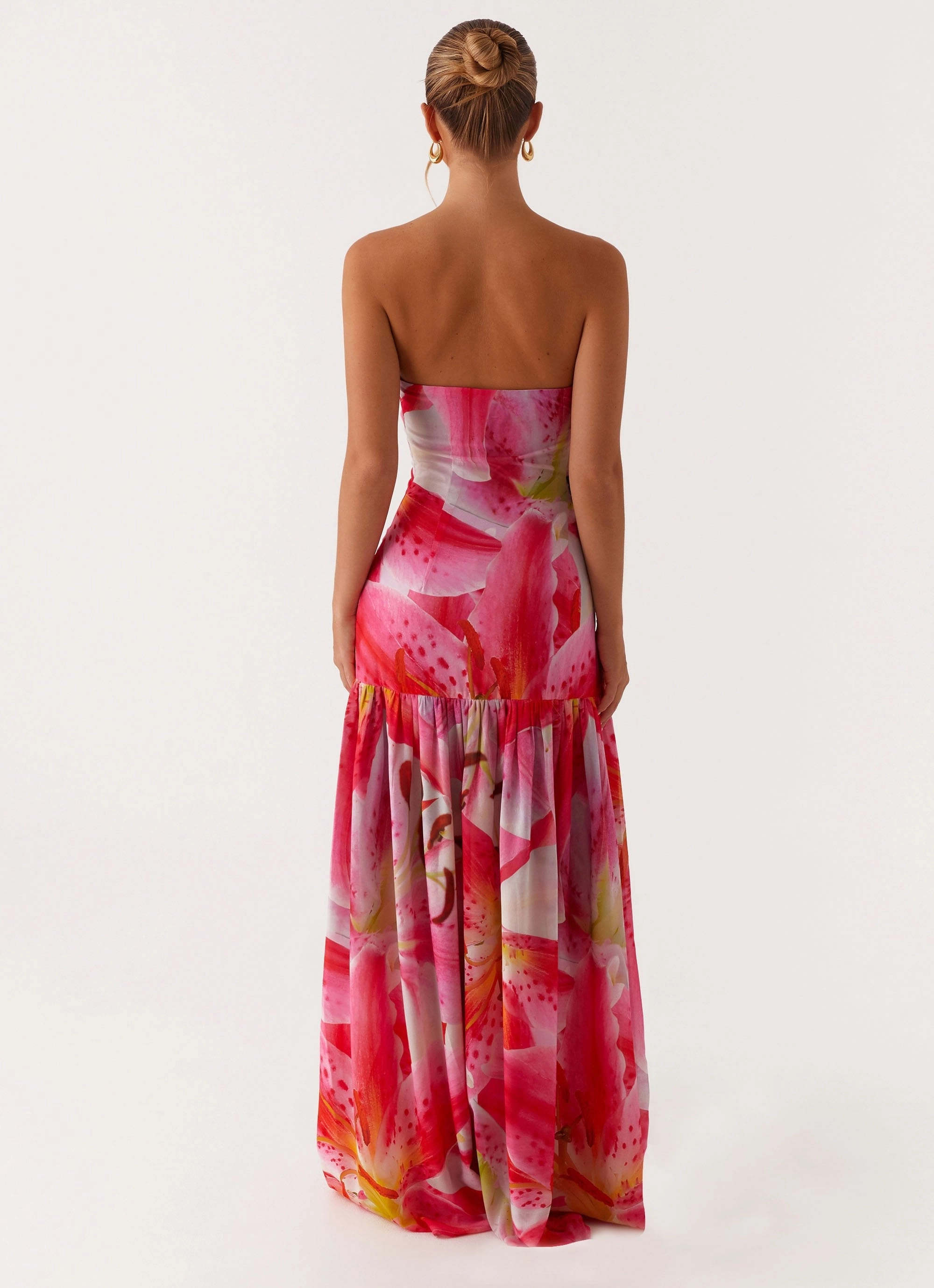 Easy Look Hot Now Eden Strapless Maxi Dress - White Pink Lilly