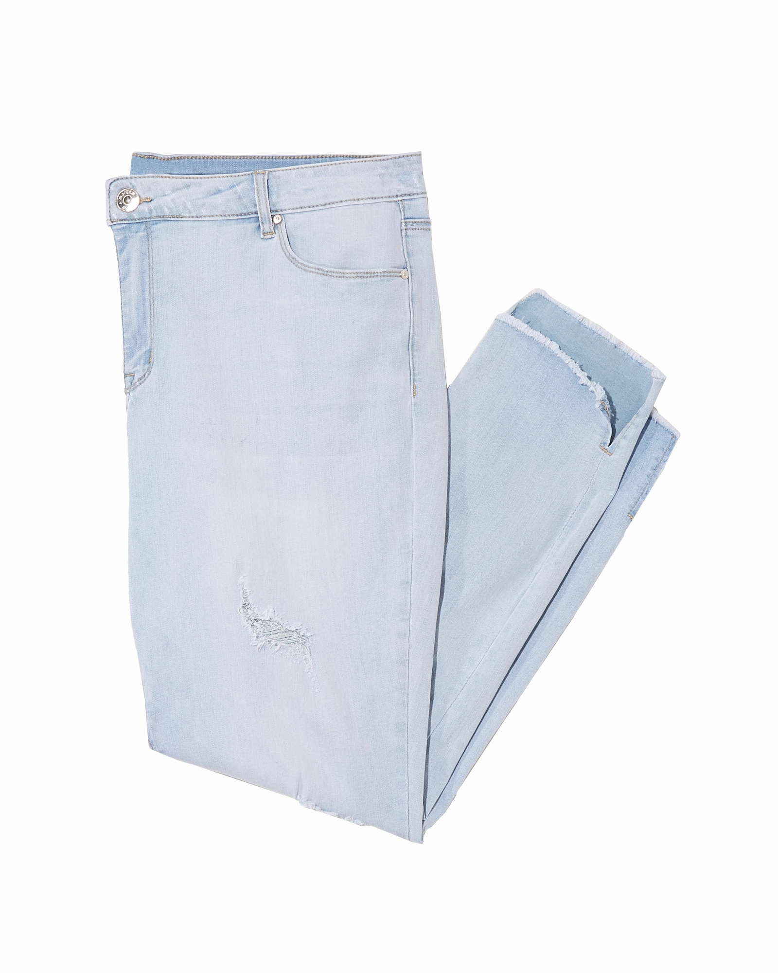 Hampton Destructed Skinny Jean with Step Hem | Light Wash Tailored Cut