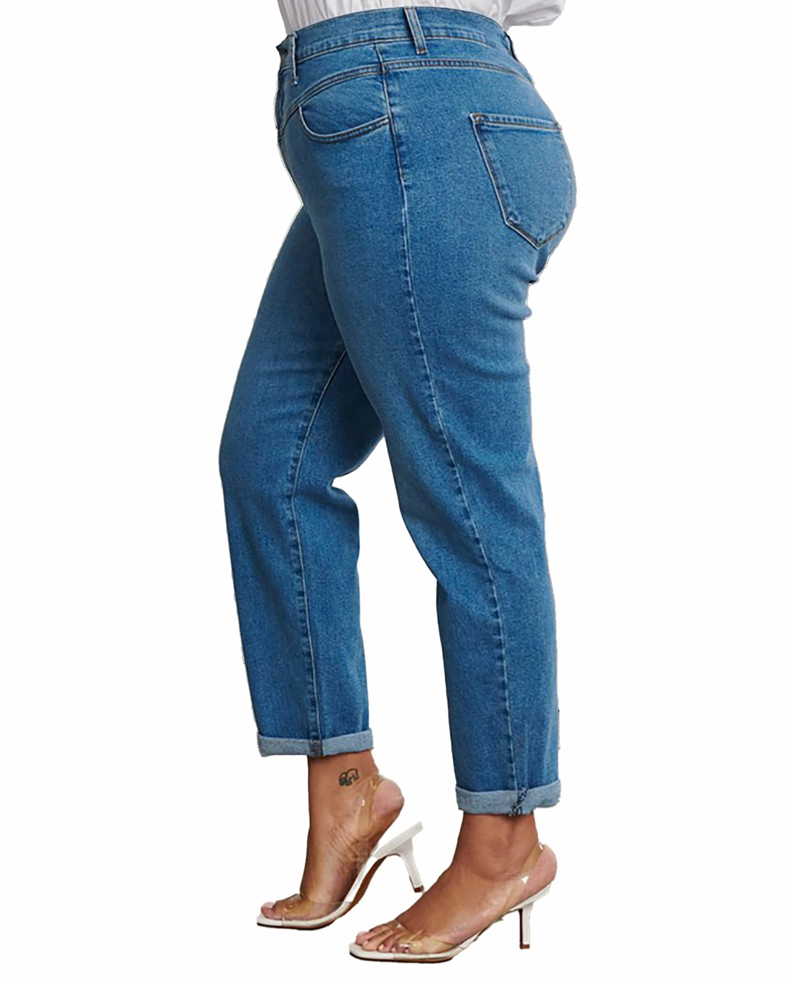 Comfortable Style Earthy Modern Minimalist Office Wear Edie High-Rise Mom Jeans | Classic Blue
