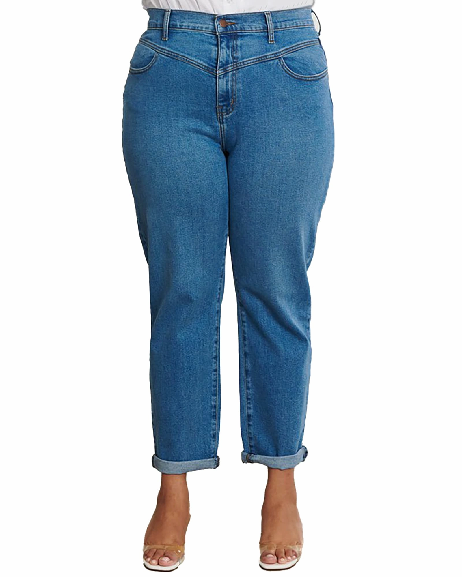 Relaxed Style Work Ready Outdoor Enthusiast Edie High-Rise Mom Jeans | Classic Blue