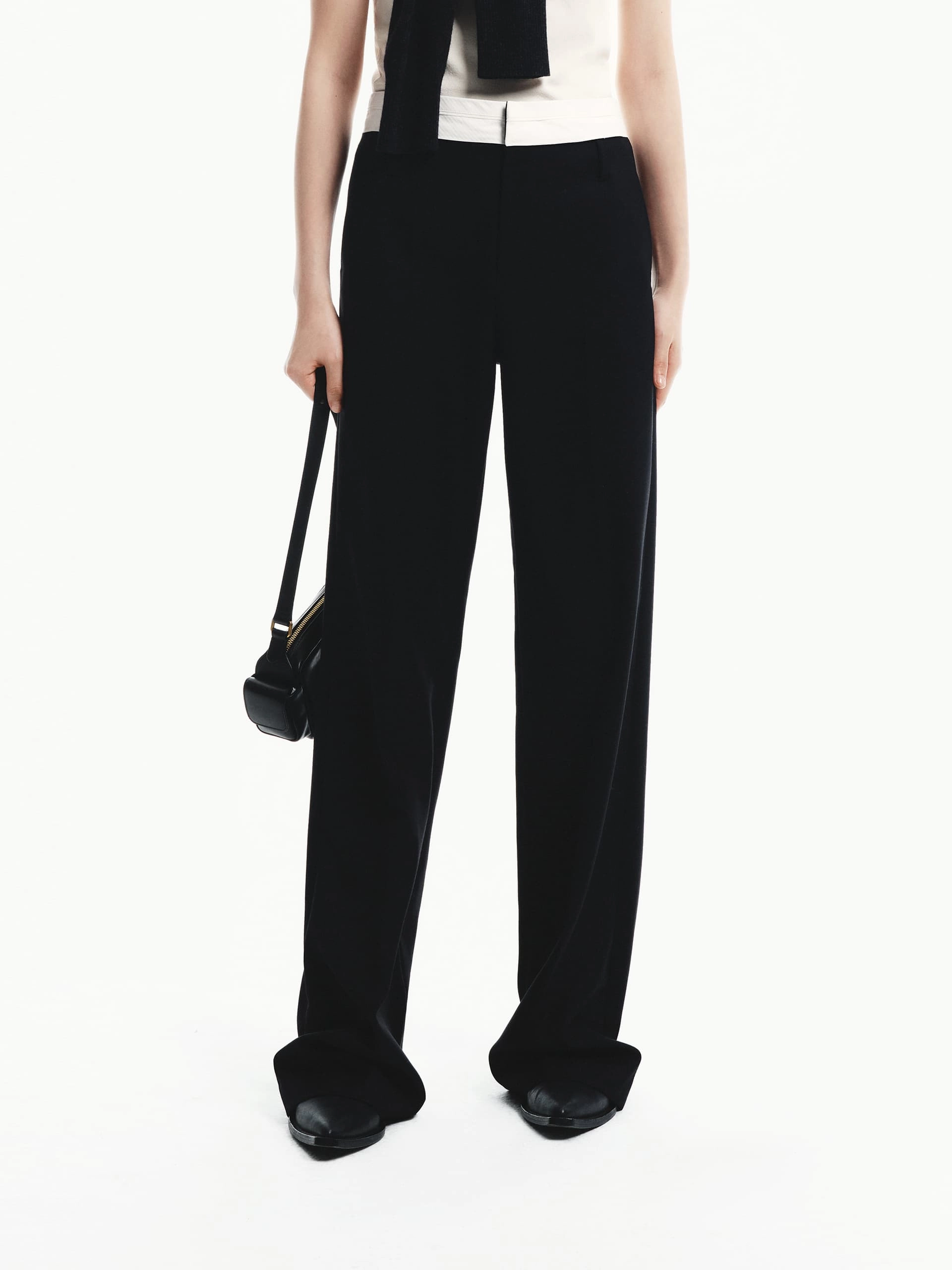 Contrast Detail Tailored Pants Soft Stretch