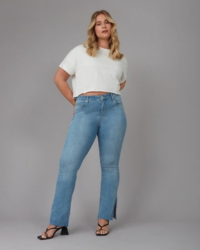 Women's BILLIE-DS High Rise Bootcut Jeans | Dusty Sky Smart Tailoring Neutral Smooth