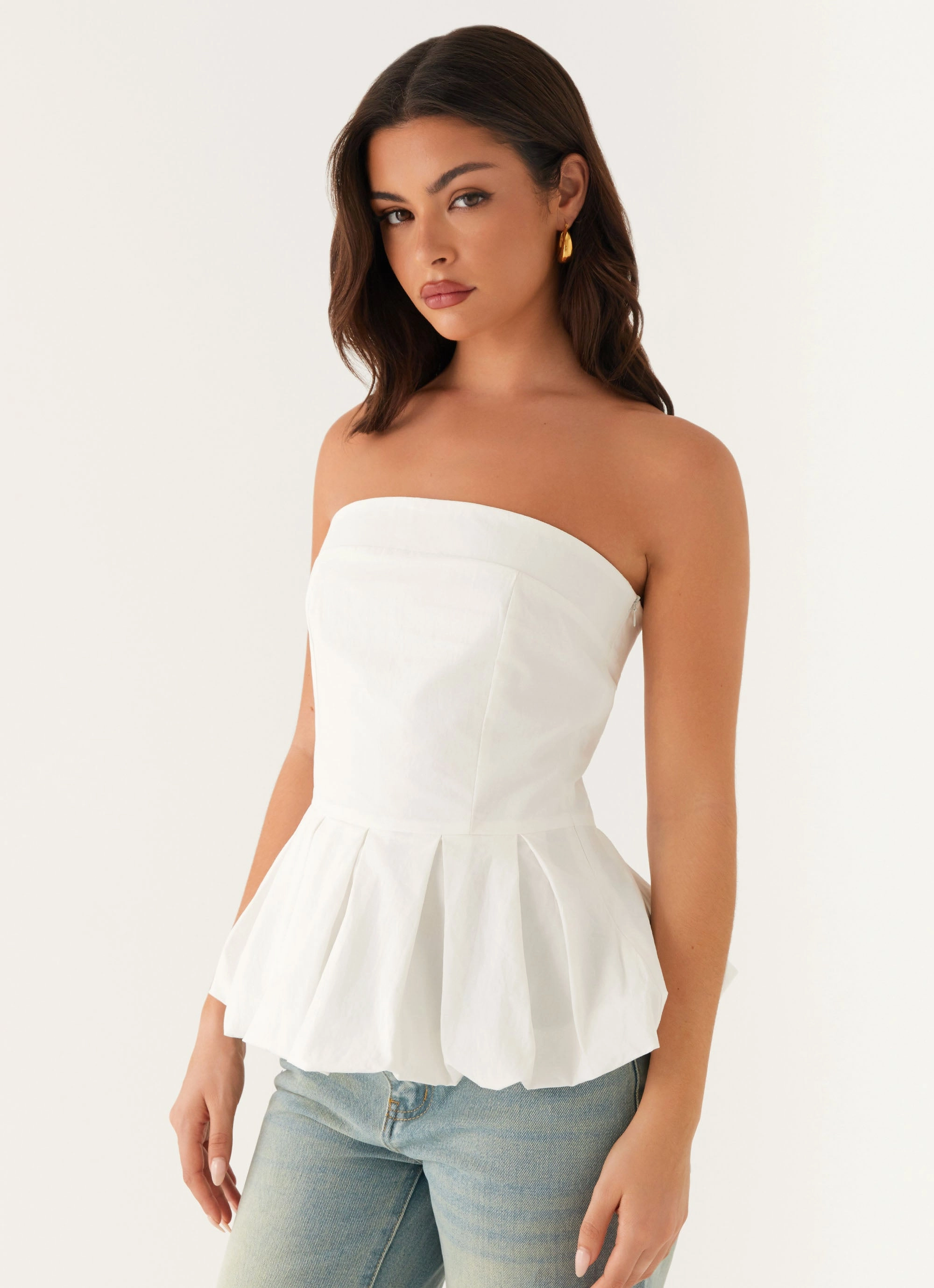 Classic Vibe Happy Soul Ellen Bubble Hem Top - Ivory