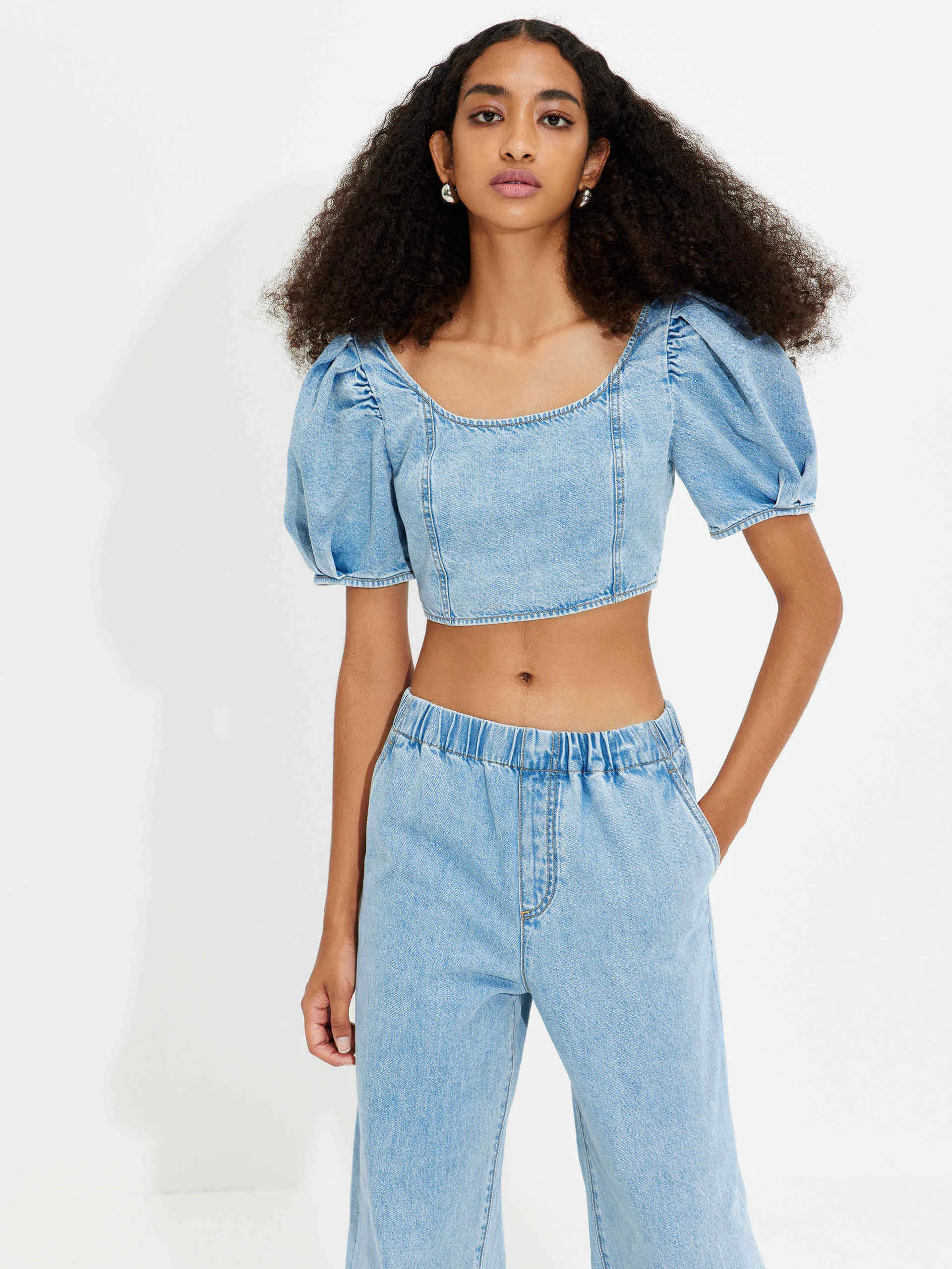 Elasticated Waist Straight Jeans City Walk Comfy Weekend Getaway Minimal Fashion