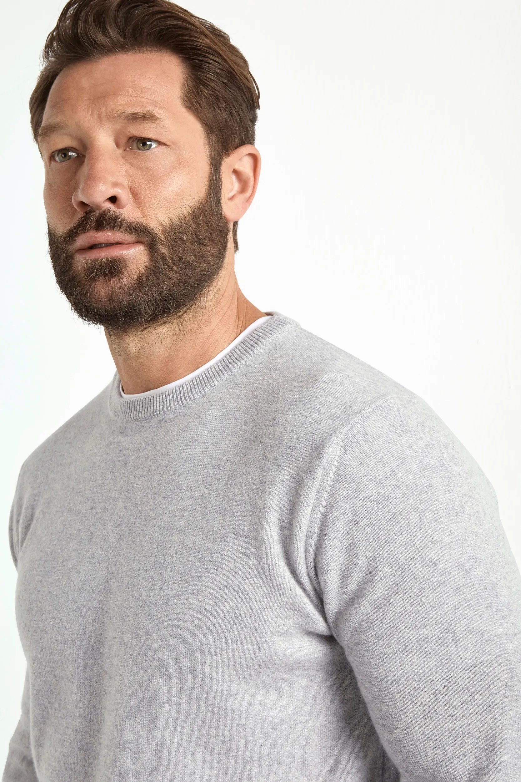 Ice grey cashmere round neck ?C Made in italy Transitional Wear