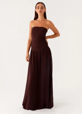 Fine Details Covia Strapless Maxi Dress - Dark Chocolate