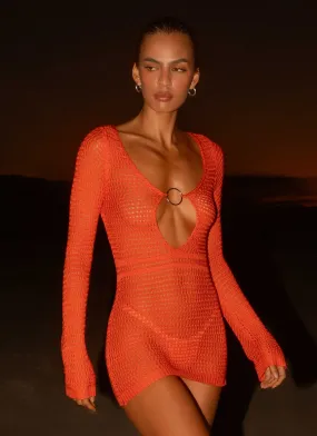 Seasonal Essential Sunriser Crochet Mini Dress - Red