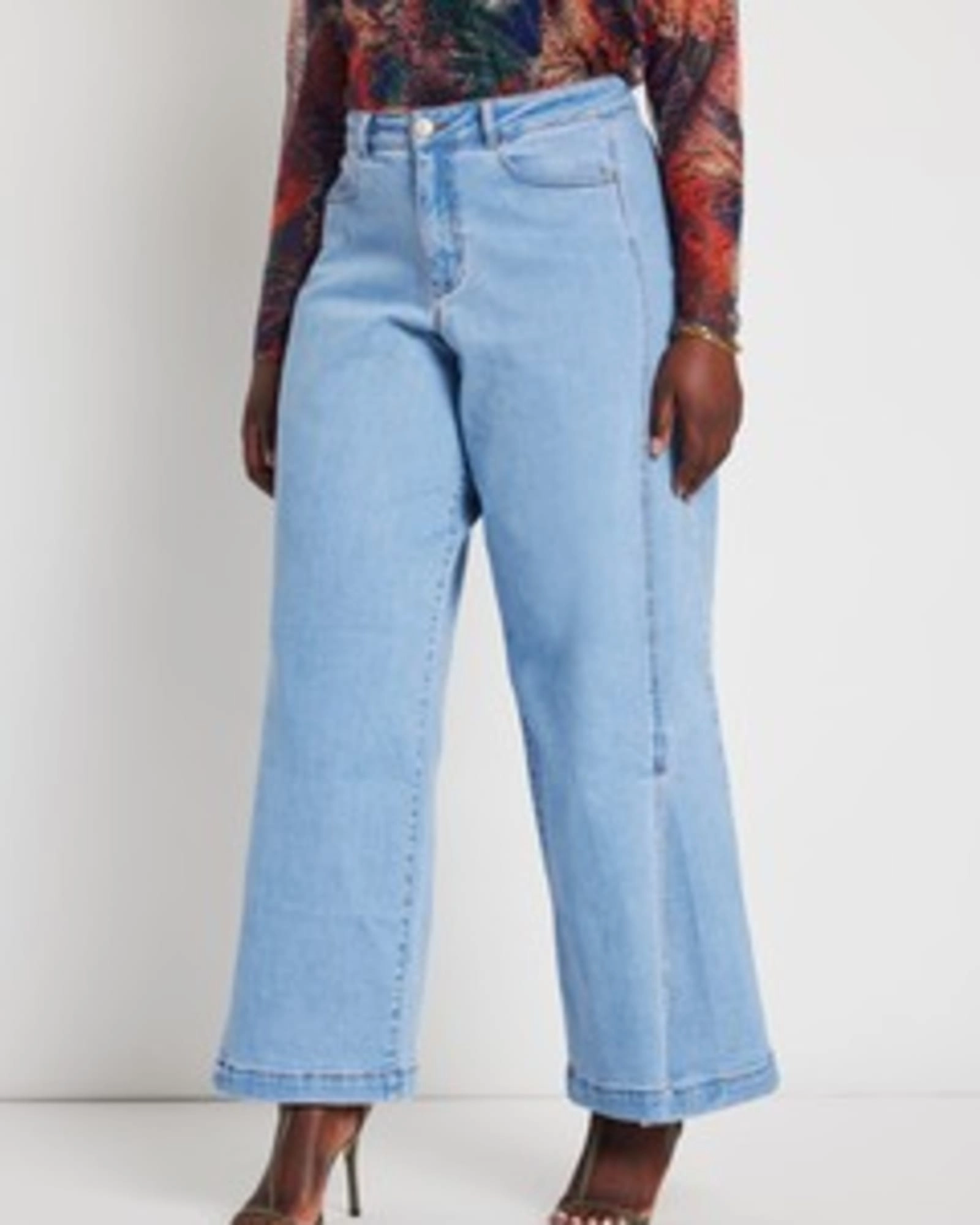 Any Occasion Neutral Autumn Days Celia Wide Leg Jean with Slit | Light Wash