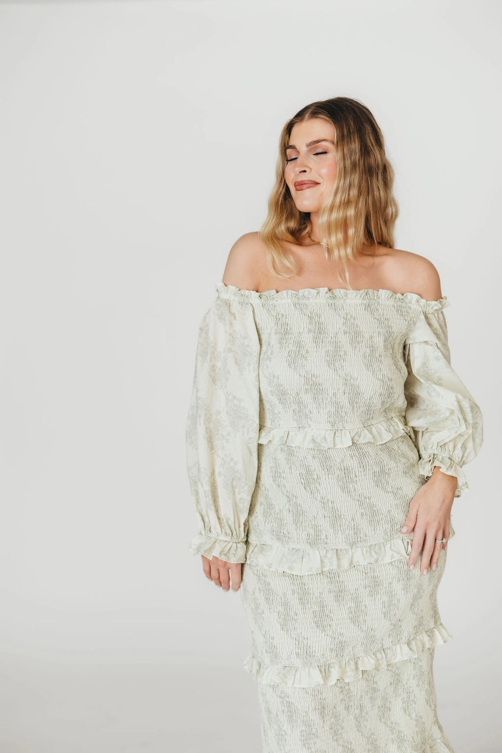 Warm Undertone Clean Comfort The Chloe Midi Dress in Sage - Bump Friendly *Final-Sale*