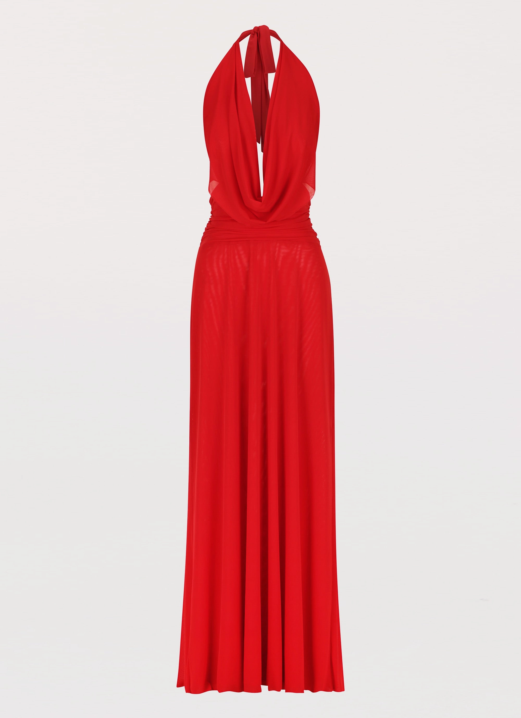 Bright Vibe Comfy Design Elysia Mesh Maxi Dress - Cherry Red