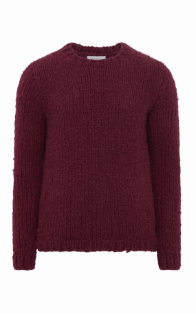 Lawrence Knit Sweater in Bordeaux Welfat Cashmere ribbed texture