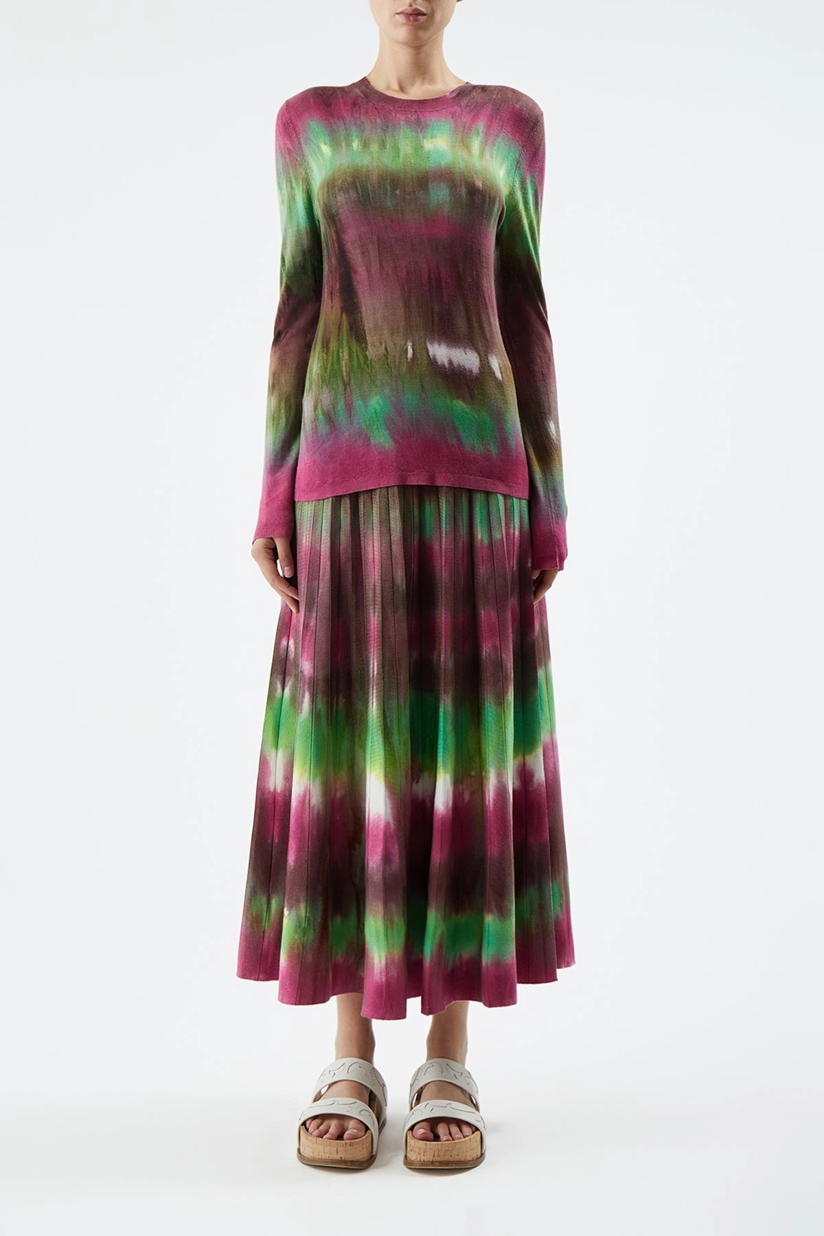 Ella Knit Midi Skirt in Jewel Tie Dye Cashmere Pure Shape Quiet Style