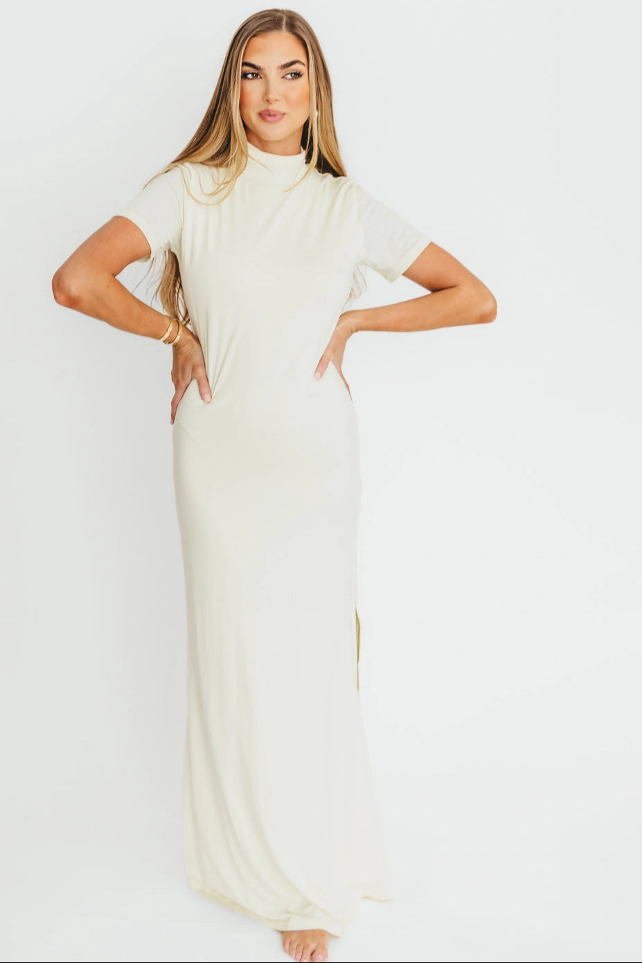 Ellis Maxi Dress in Ivory - Bump Friendly *Final-Sale* Minimalist Design