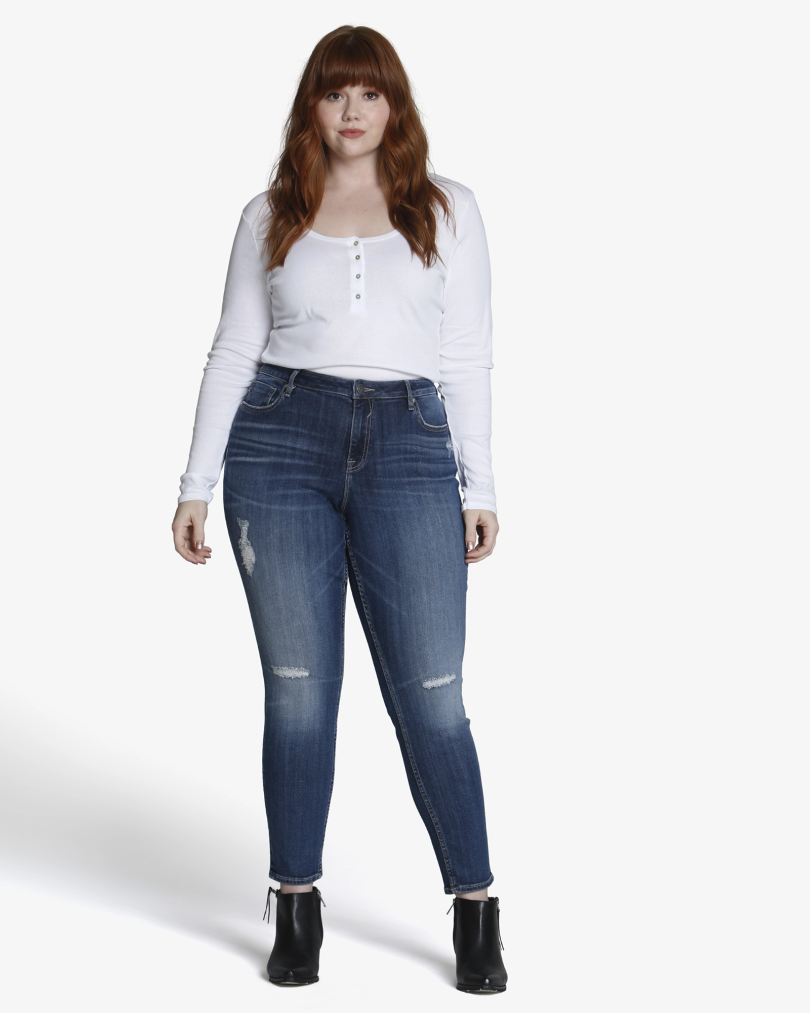 Emberly Distressed Skinny Jean | Medium Wash Sharp Finish