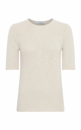 Embla Knit T-Shirt in Ivory Cashmere Go-To Fit Thermo Regulating Fibers