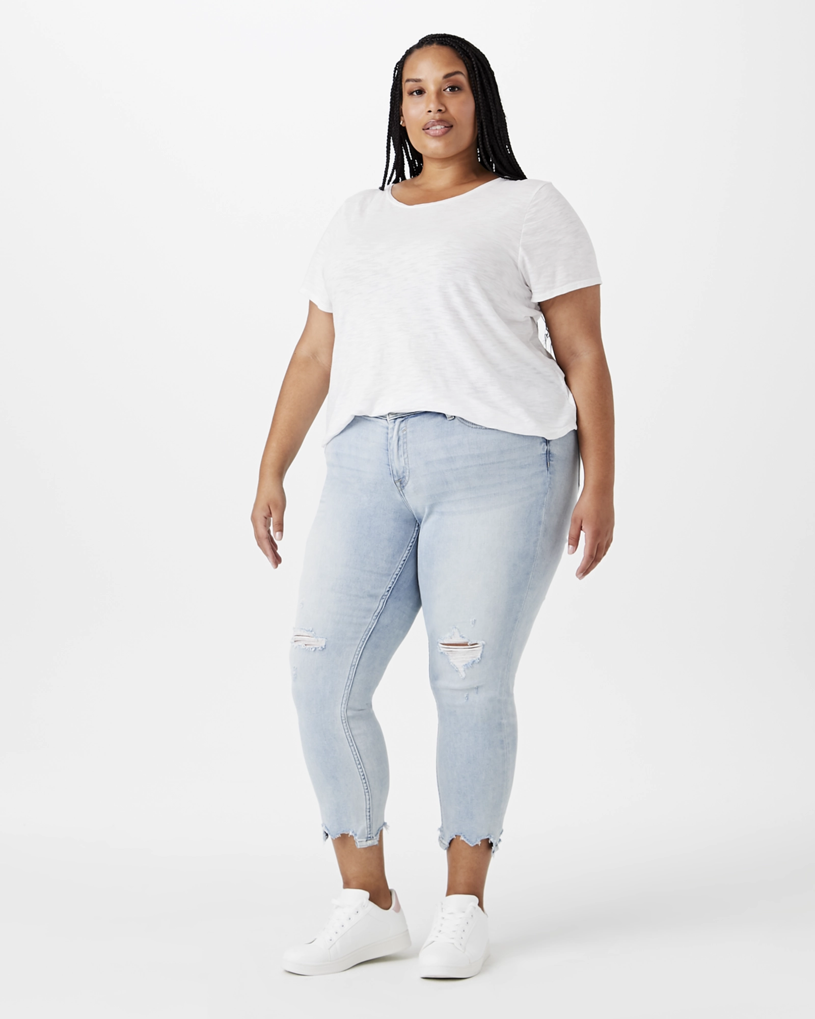 Emelia Mid-Rise Destructed Jean | Light Blue Party Look Couple Look Earthy Sustainable Creative Look