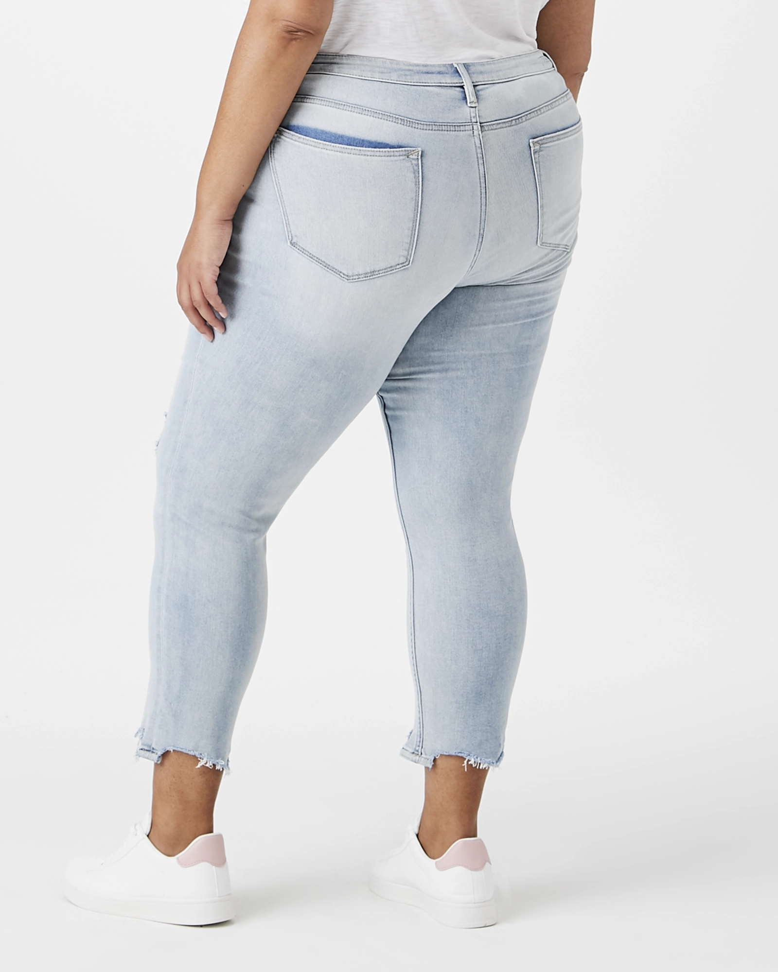 Emelia Mid-Rise Destructed Jean | Light Blue Stylish Adult Fashion