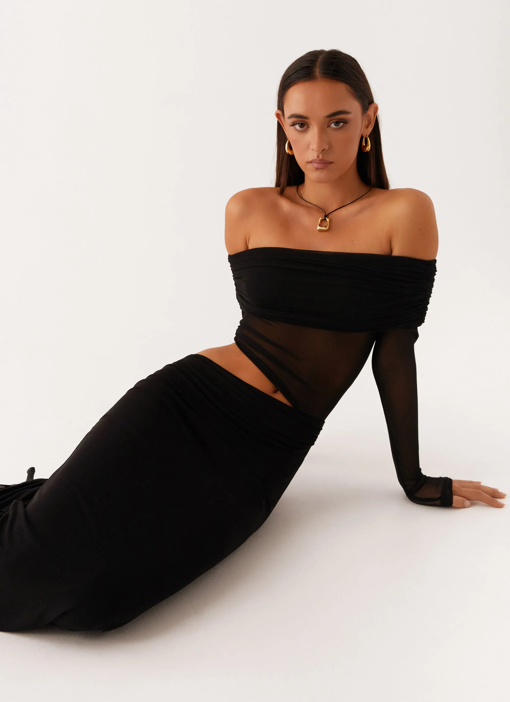 Emery Maxi Dress - Black Sheer Layer