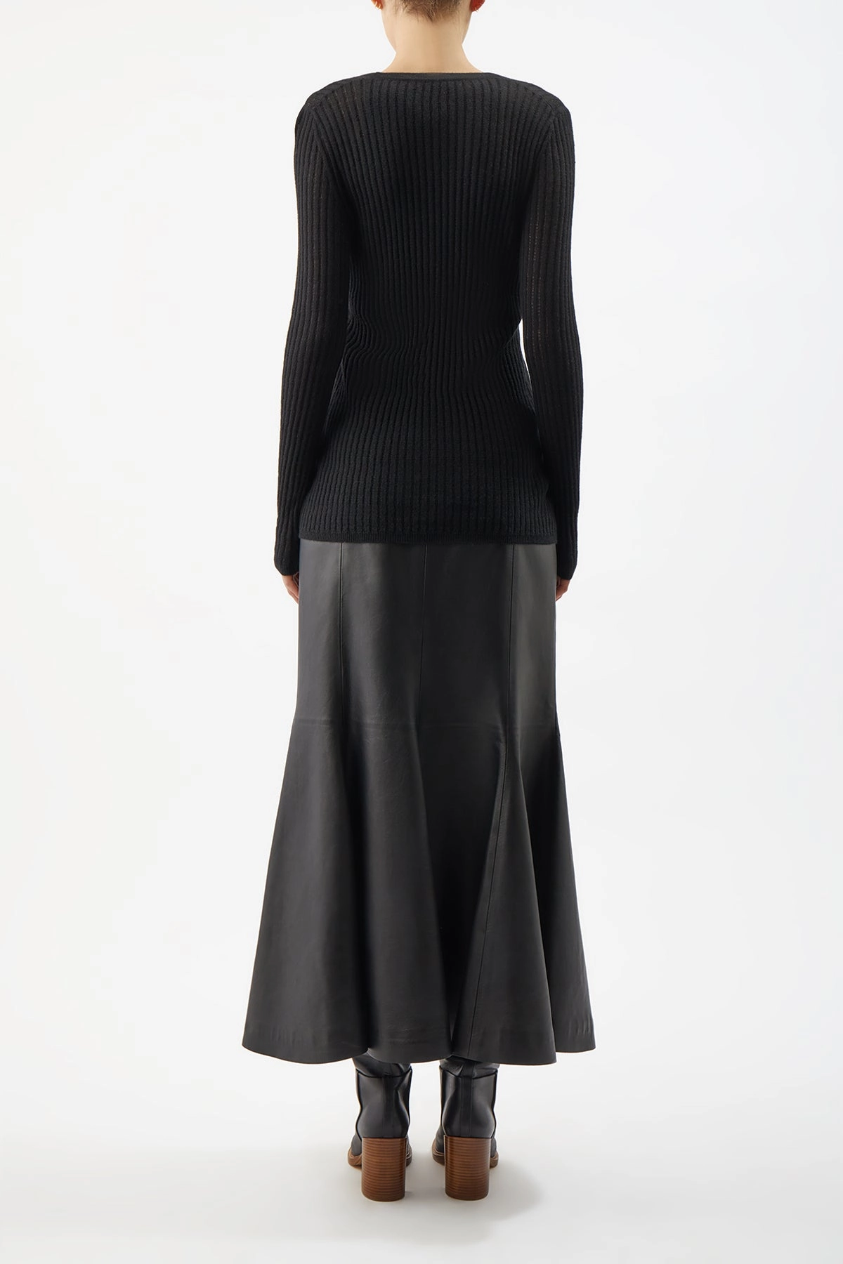 Emma Pointelle Knit Cardigan in Black Cashmere Silk Relaxed Style
