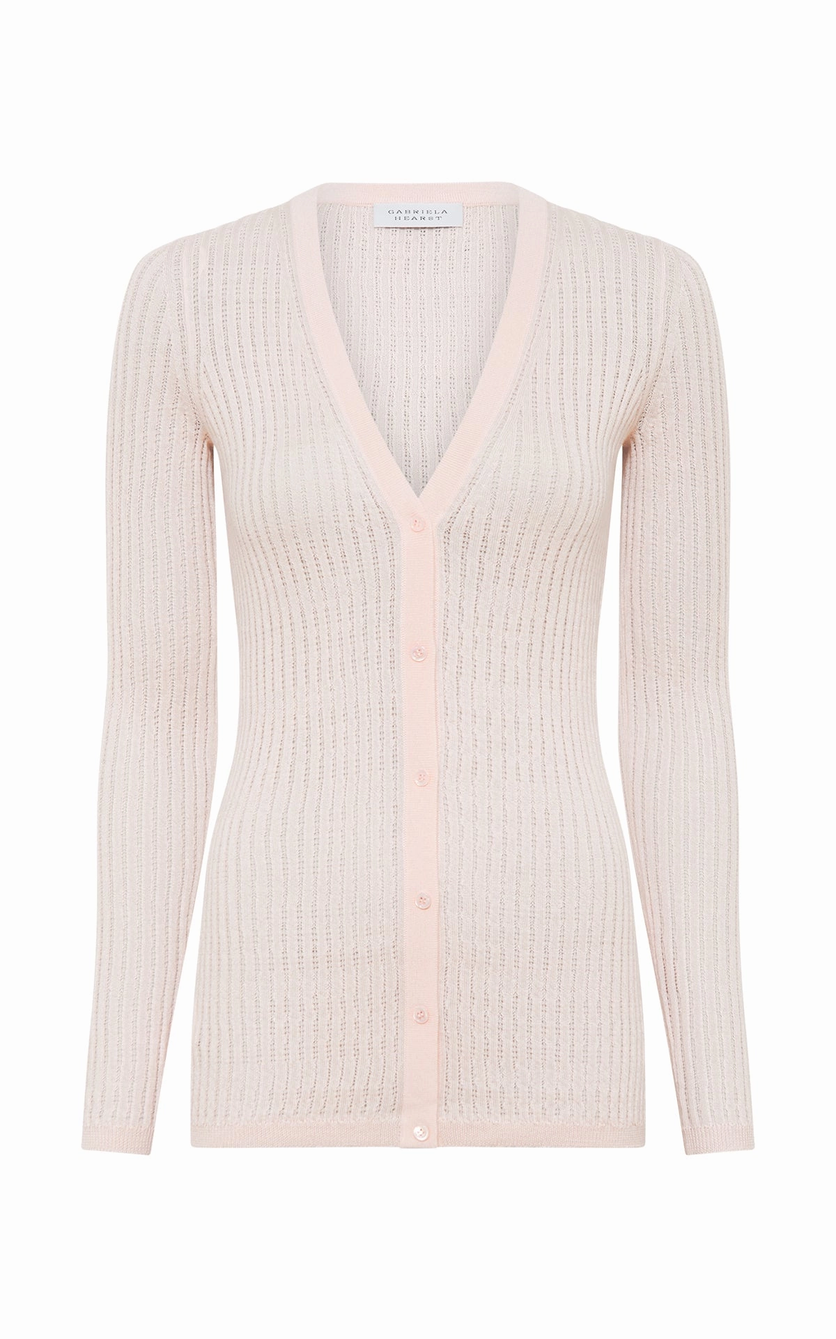 Emma Pointelle Knit Cardigan in Pale Blush Cashmere Silk Relax time Sweat Wicking Lining
