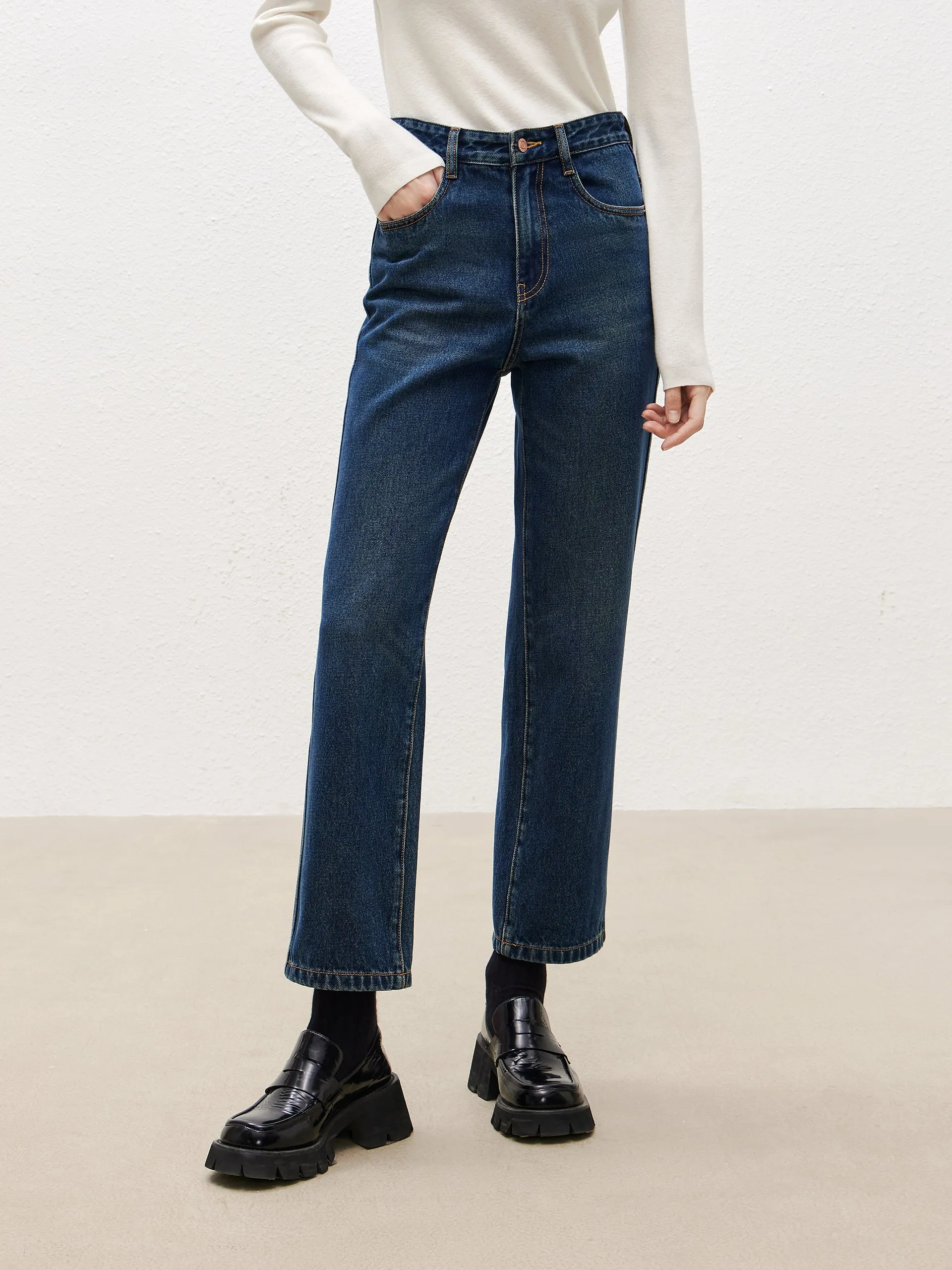 High Waist Ankle Jeans with Straight Durable Summer Vibes