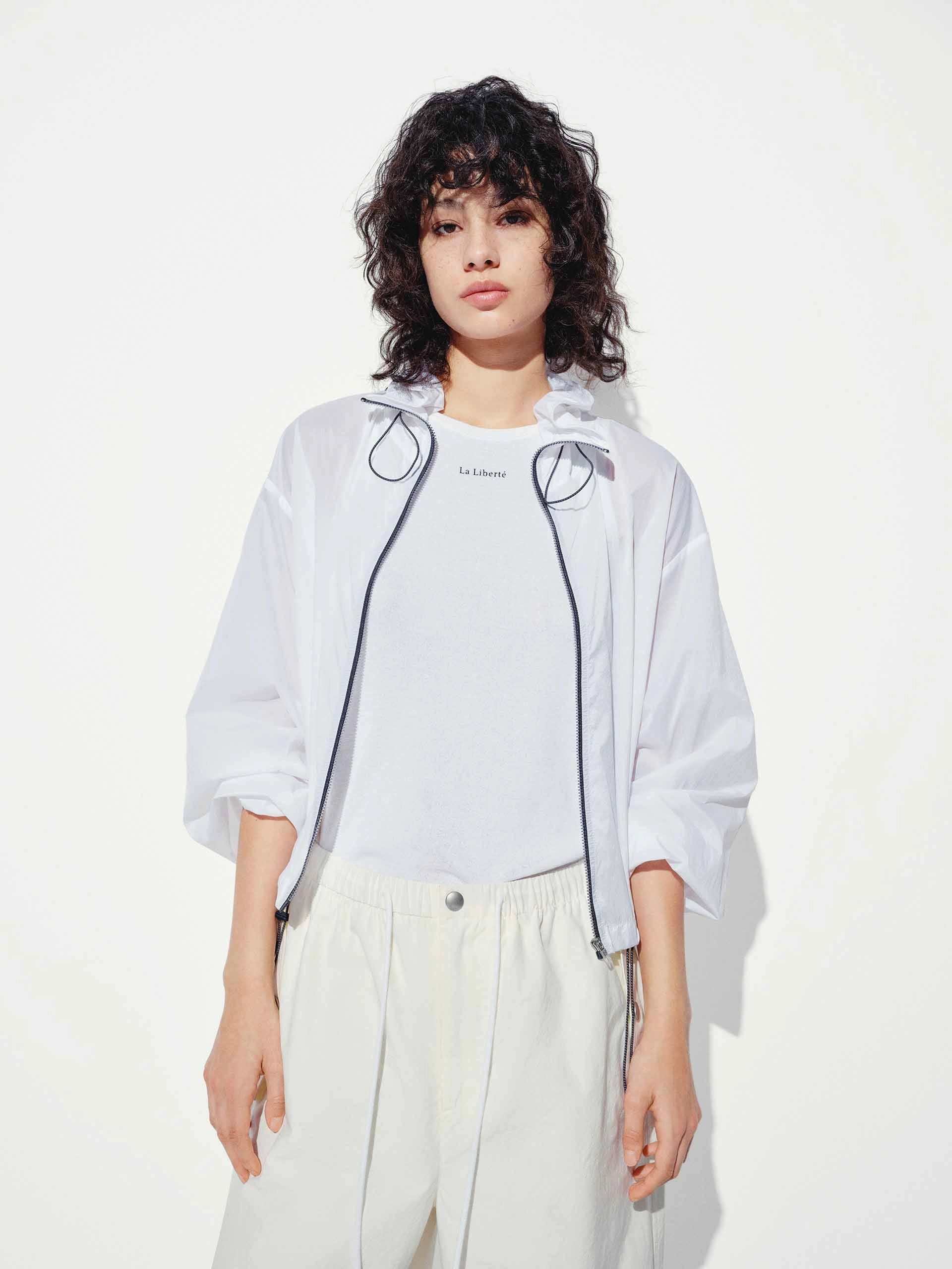 Eco Friendly Textile Late Season Lightweight Drawstring Cropped Jacket