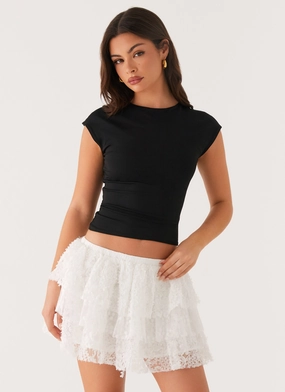 Day To Night color block Erin Layered Mini Skirt - White