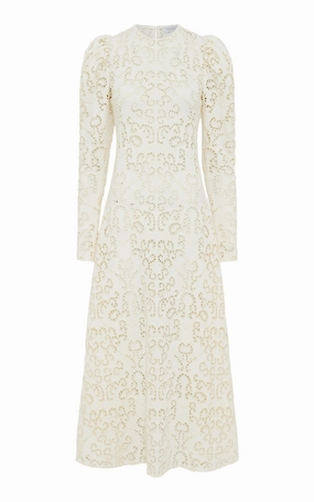 All Day FrictionResistant Sleeves Eshal Knit Maxi Dress in Ivory Merino Wool