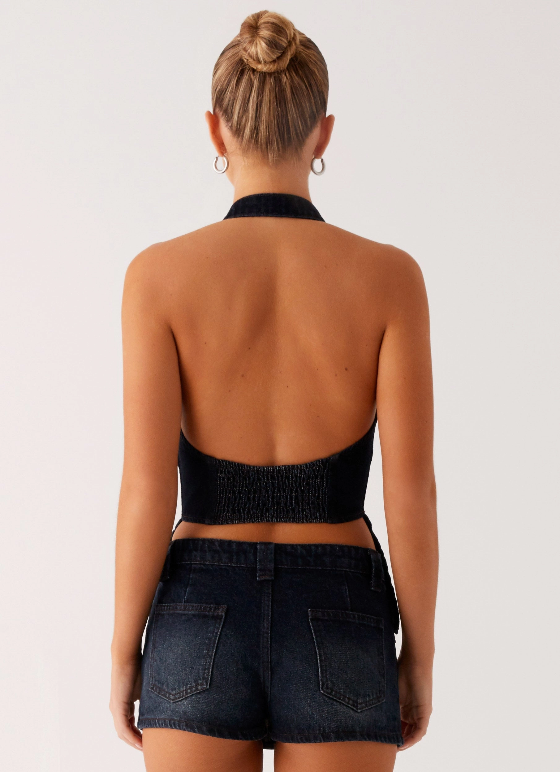 Esma Halter Top - Washed Dark Blue civilian use