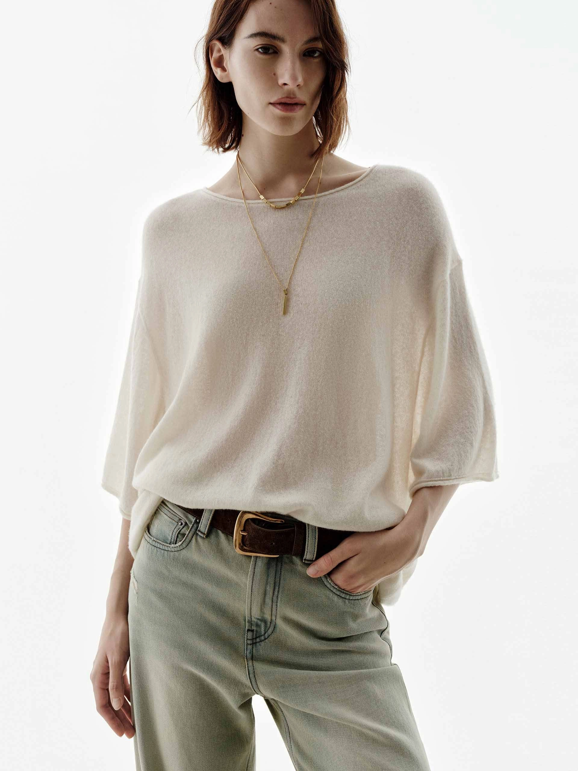Textured Weave Wool Blend Loose Knitted Top