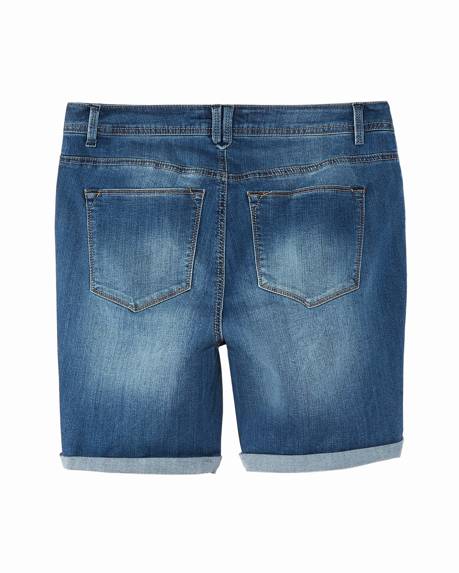 Anti Fade Technology Everit Destructed Shorts with Rolled Hem | Medium Wash