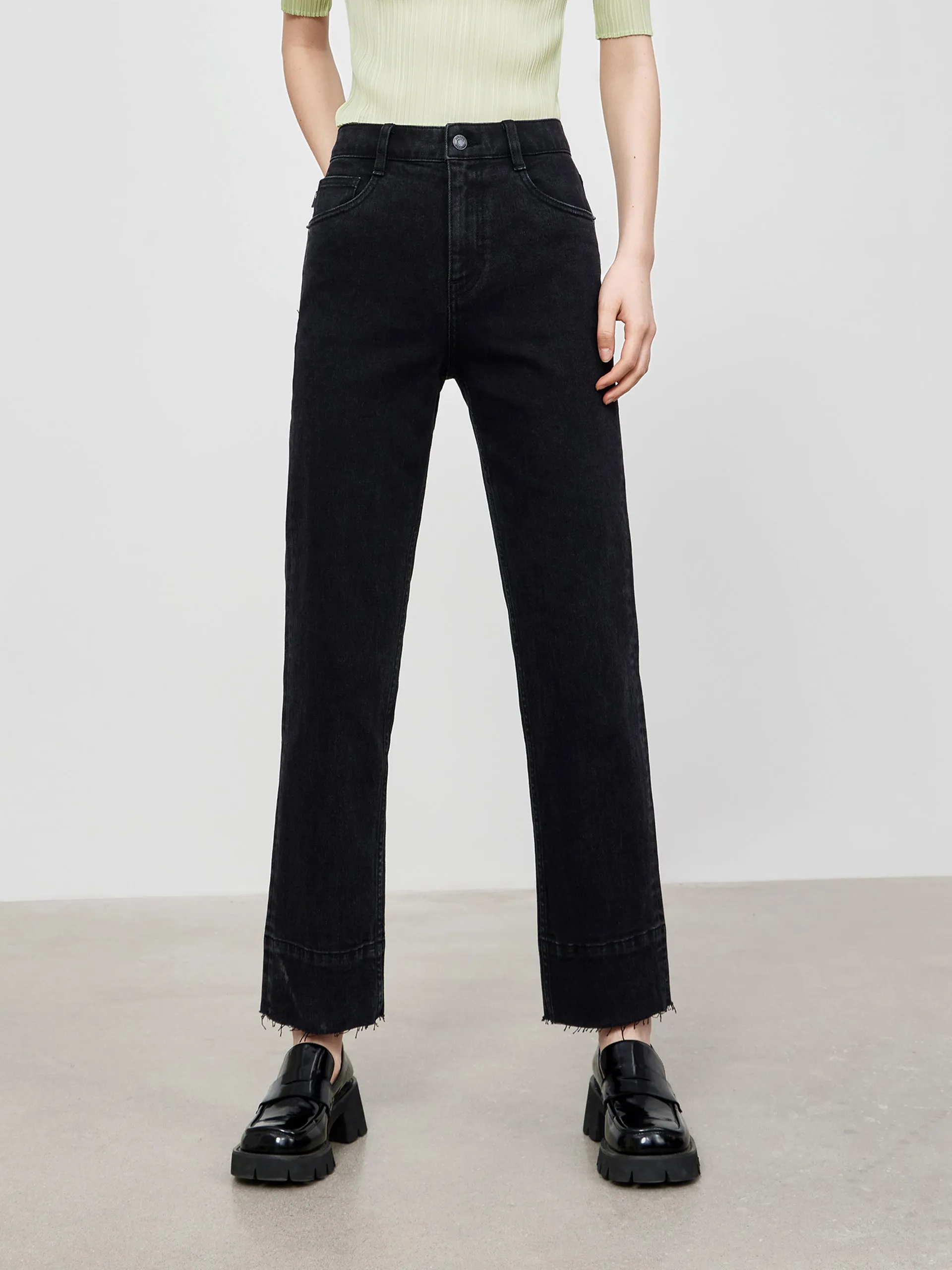 Straight Frayed Cotton Jeans School Fit True Comfort