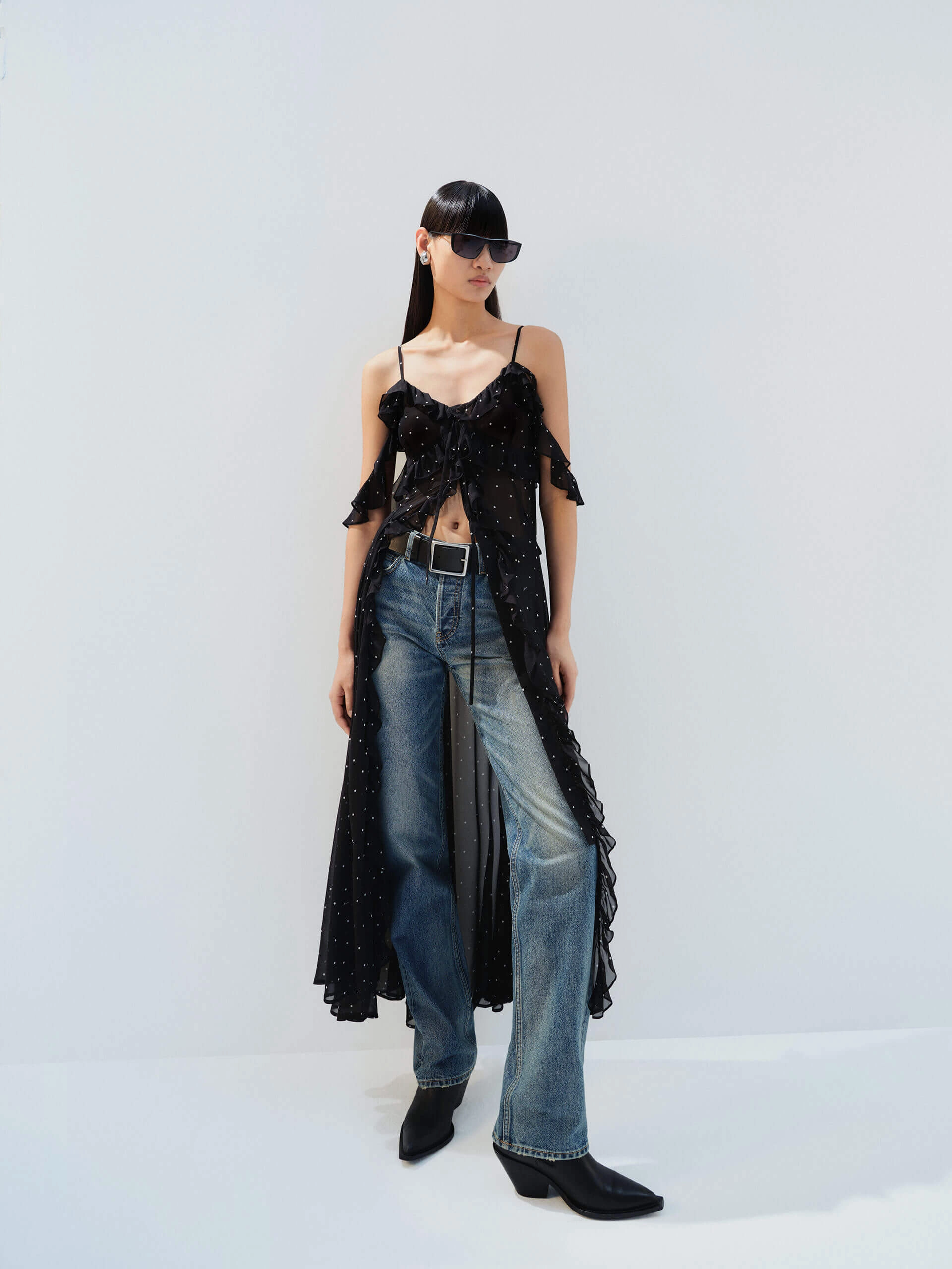 Night Out Stud-Detail Polka-dot Silk Cami Dress