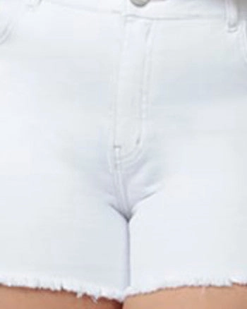 Women's LIANA-WHT High Rise Shorts | White Belt Loop Reinforcement