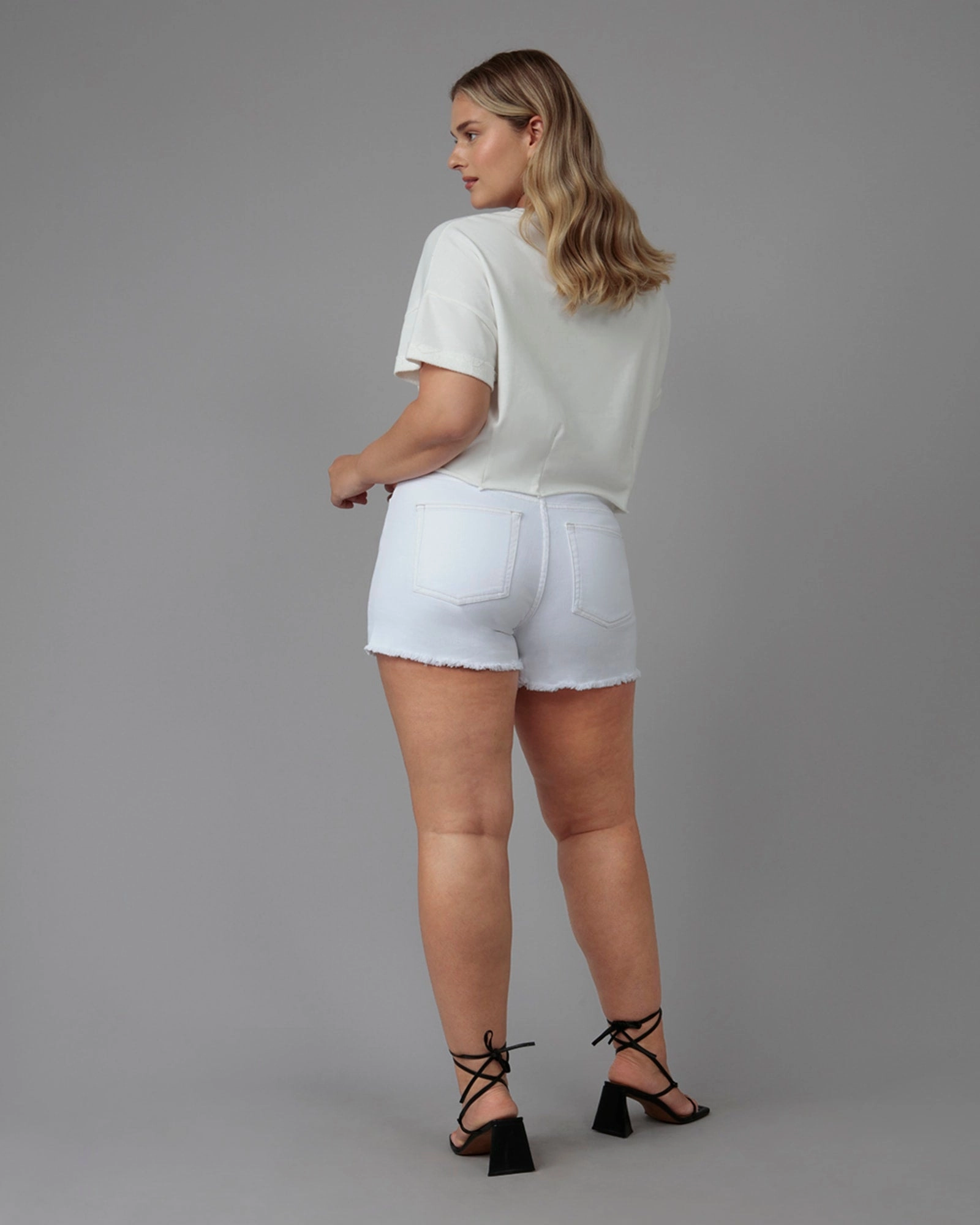 Women's LIANA-WHT High Rise Shorts | White Effortless Style