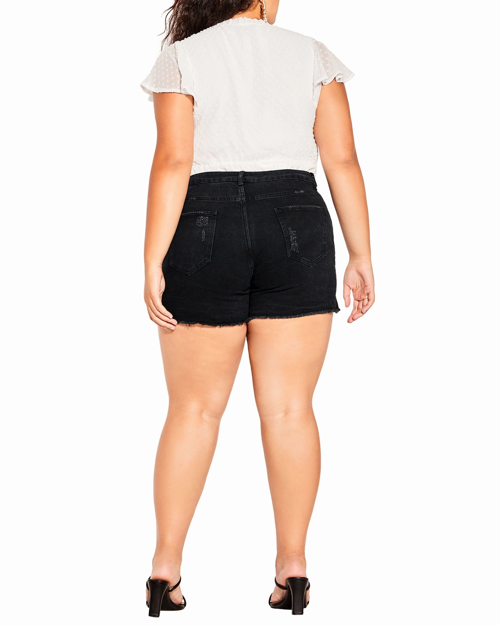 Balanced Style Easywear Style Samara Frayed Out Cotton Short | Black