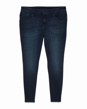 Classic Gym Ready Button Fly Option Orchard Skinny with Frayed Hem | Dark Wash