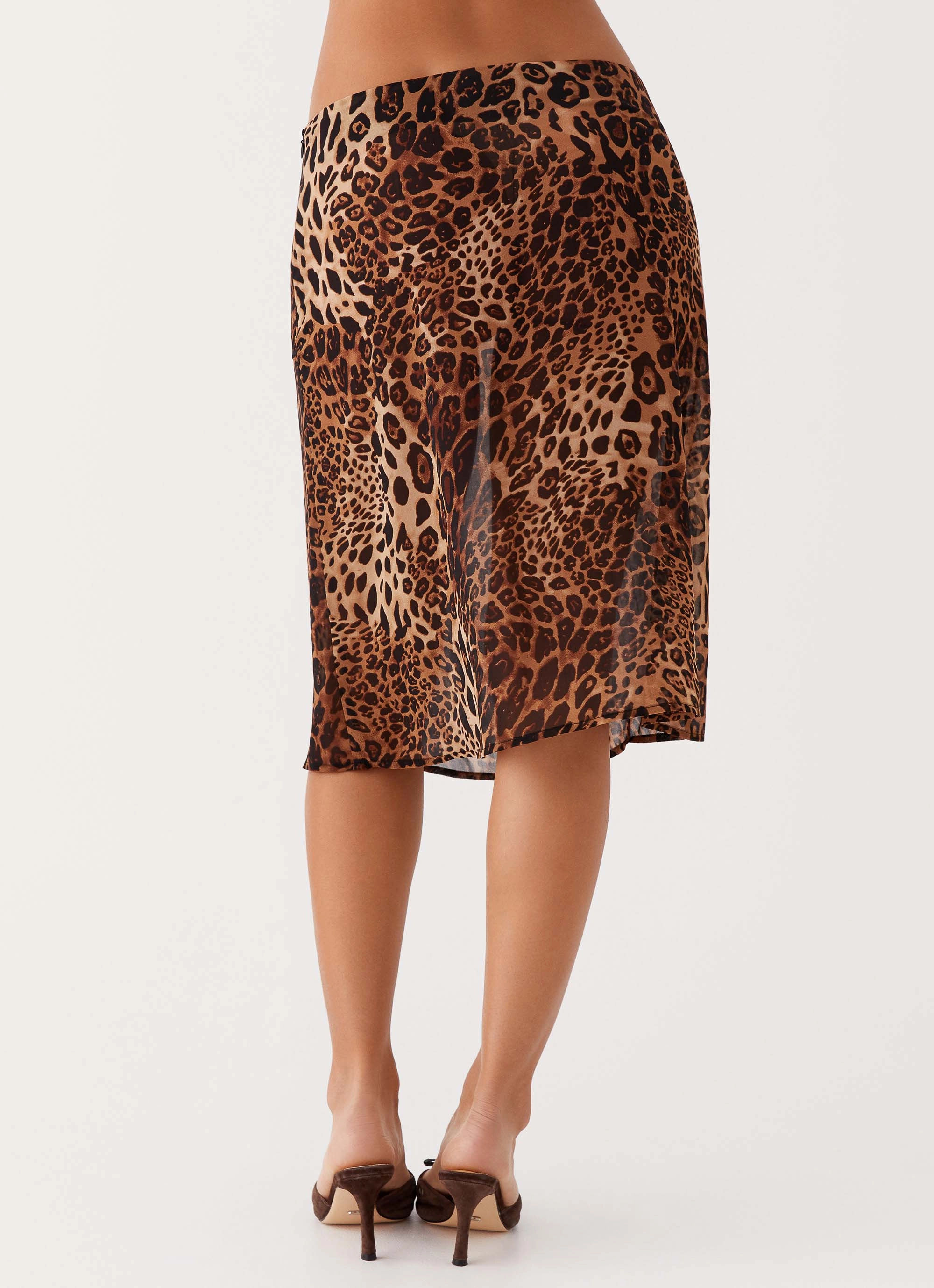 Evoke Chiffon Midi Skirt - Leopard Soft Aesthetic